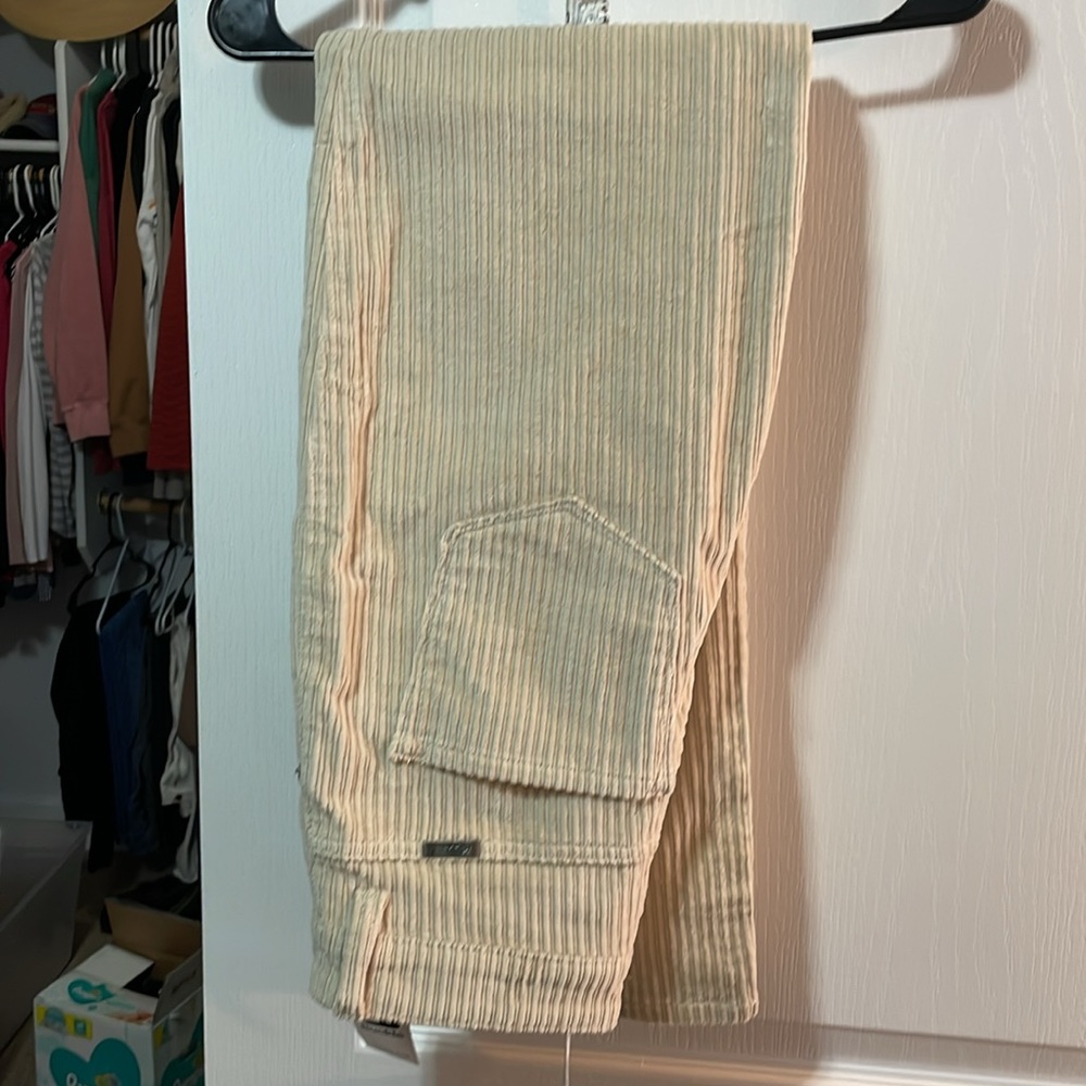 Size 27 high waist kan can corduroy pants off white